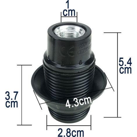 10 Pcs E14 Douilles Lampes Conviennent aux Ampoules à Vis E14 et aux Lampes à Économie d'énergie à vis, Lampe Douille en Plastique a une Bonne Conductivité Électrique (Noir) (1/3)