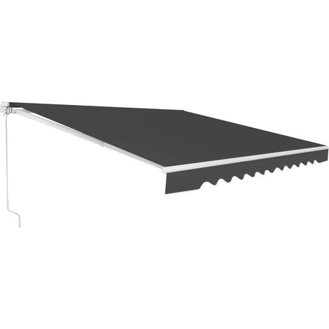 COSTWAY Tenda da Sole per Esterno, Tenda da Sole a Bracci Estensibili con Telaio in Alluminio, Tettuccio Resistente al Sole e Impermeabile e Manovella (4 x 2,5 M, Grigio) (1/5)