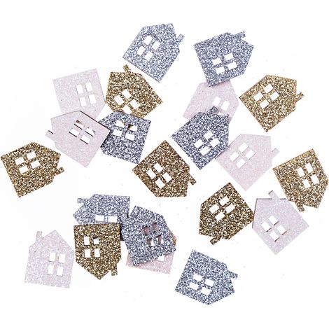 Maisons en bois à paillettes or argent blanc 21 pièces