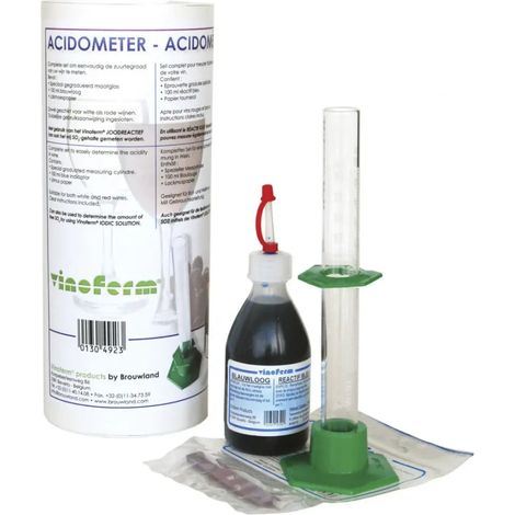Acidomètre VINOFERM Kit Complet - Mesure Précise de l'Acidité pour Vin Rouge et Blanc en 3 Étapes Simples avec Cylindre, Blaulauge et Papier Indicateur