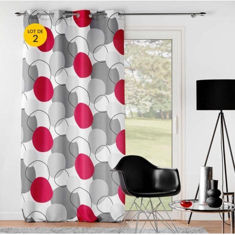 Lot de 2 Rideaux a oeillets 140 x 260 cm polyester imprimé Merlin (1/5)