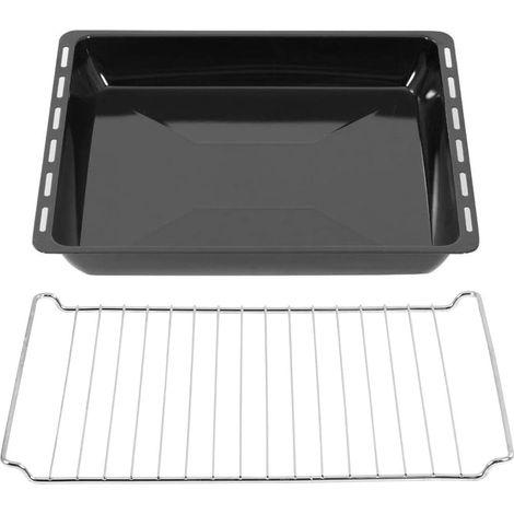 Plaque de four émaillée profonde avec grille - 1 ensemble - Acier émaillé - Résistant pyrolyse - Pour rôtis et gratins - 45,5x37,5x6 cm (1/5)