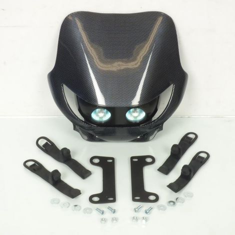Plaque phare Replay carbone 2 x 12V 20W Ø50mm pour moto cross 50 (1/5)