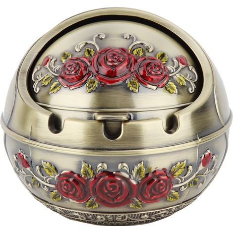 Cenicero esférico con tapa, diseño floral vintage, grabado 3D, para el hogar y la oficina. (1/5)