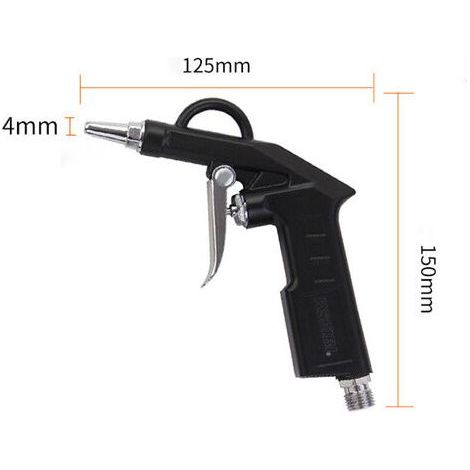 Pistolet soufflette 1/4 pour compresseur d'air comprimé max 6 bar - Ø de buse 4 mm - buse courte 25 mm - outil pneumatique nettoyage - couleur noir (1/4)