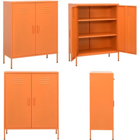 Lagerschrank Orange 80x35x101,5 cm Stahl - Lagerschrank - Stauraum - Garderobe - Wohnraumorganisation - Metallregal - Home & Living