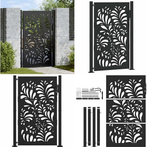 vidaXL Gartentor Schwarz 105x155 cm Stahl Wellen-Design (1/5)