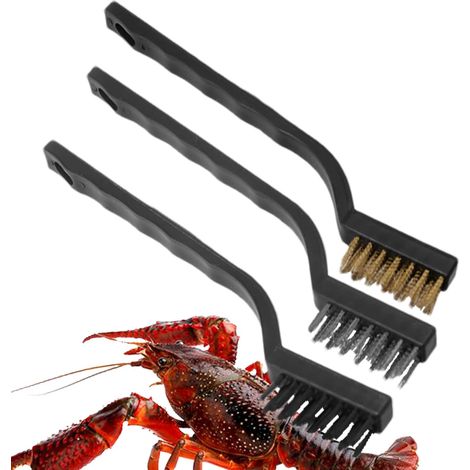 Spazzole metalliche per la pulizia Spazzola per sverniciatura ad alta resistenza, strumento per la rimozione della ruggine con manico curvo per la manutenzione di auto e barbecue (1/5)
