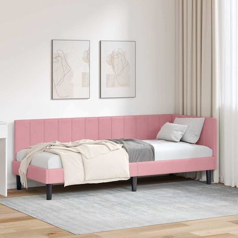 Eckbettgestell mit Kopfteil Rosa 80 cm x 200 cm Samt (1/5)