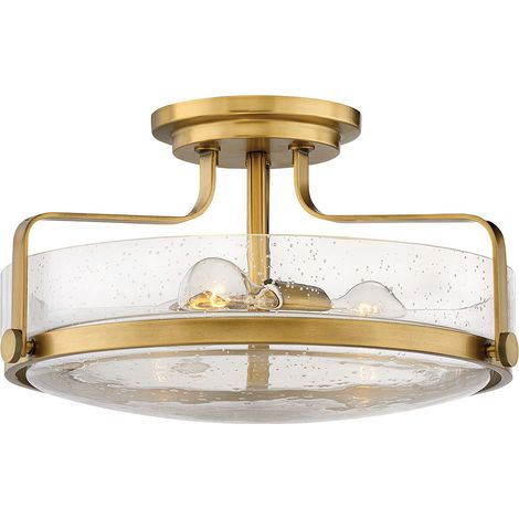 Plafonnier Harper Hinkley laiton ancien verre 3xE27 60W (1/5)