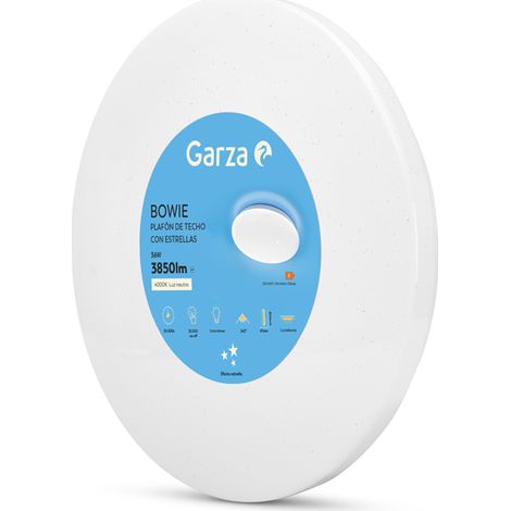 Garza - Plafón LED Techo, 36 W 3850 lm, Luz Neutra 4000k , Efecto Estrellado, Ángulo de Apertura 240º, 350 x 65 mm, Blanco (1/4)