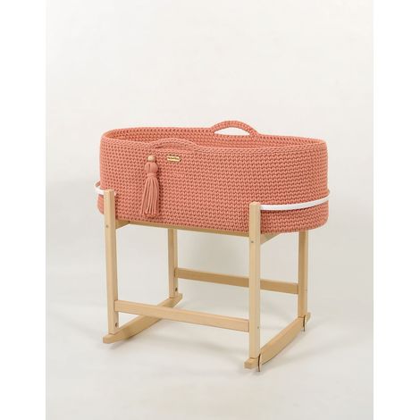 Cesta Moisés boho hecha a mano con cuna - color rosa (1/5)