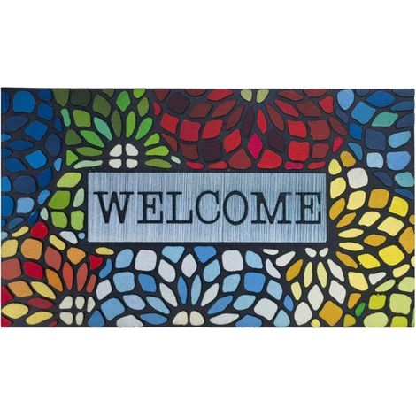 Tapis d'Entrée Extérieur Coloré - 50 x 80 cm - Résistant Antidérapant Dos Caoutchouc