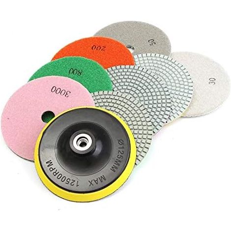 Lot de 9 tampons de polissage diamant de 12,7 cm pour carrelage en béton, béton, pierre, carrelage humide et sec (1/5)