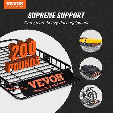 Porte-Bagage pour Voiture 1630×990×152 mm Extensible 90,7 kg Panier de Toit en Acier Galerie de Toit Universelle Aérodynamique pour Transporter Vélos Matériels de Camping SUV Véhicules Voyage (1/5)