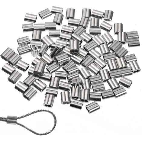 100 cosses en aluminium et acier en forme de 8, accessoire de gestion des câbles (argent)-100pcs-Silver (1/3)
