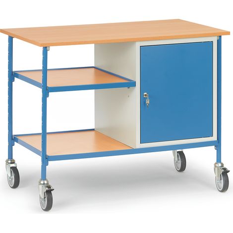 Fetra Rolltisch mit 2 Böden aus Holz und Stahlschrank (1/2)