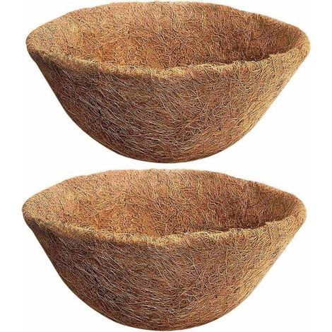 Lot de 2 Doublure en Fibre de Coco Naturelle pour Pot de Fleurs 35 cm Panier Suspendu pour Pots de Fleurs Remplacement en Fibre (1/5)