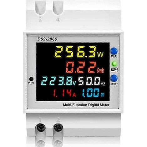 Compteur d'électricité numérique intelligent WiFi, voltmètre et ampèremètre sur rail DIN, wattmètre. (1/5)