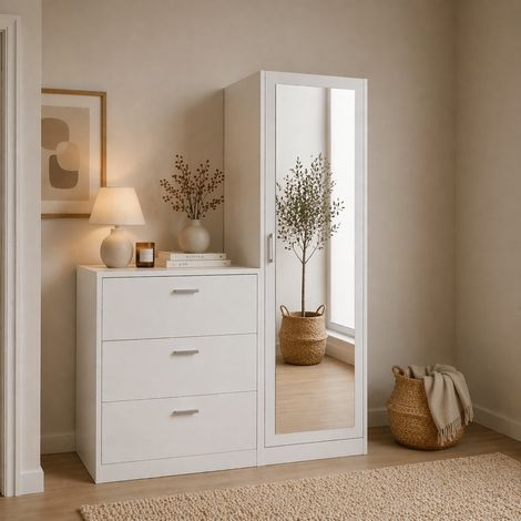 Wandschrank aus weißem Melamin – hängen und legen – 140 x 100 x