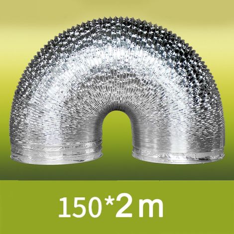 Gaine Ventilation Raccordé Gainé Aluminium Double Épaisseur Tuyau d'Évacuation Extensible 2m pour Hotte de Cuisine
