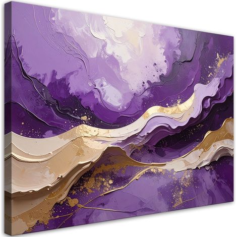 Cuadro en Lienzo, Imitacón de pintura abstracta morado beige, 30x20 (1/5)