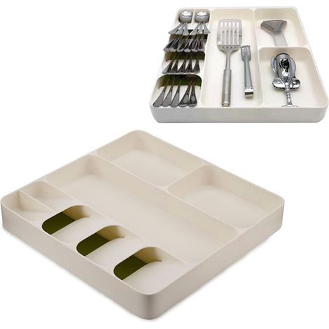 Porte-couverts trois fonctions, en plastique écologique, multifonctionnel, pour couteau, fourchette, baguettes et cuillère, blanc (1/5)