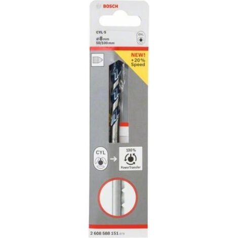 bosch broca hormigon cyl-5 longlife 8x  50x100 mm 2 608 588 151