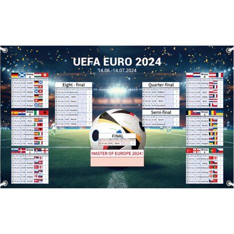 European Football Schedule Poster/European Championship 2024 Poster, 110 x 180 cm