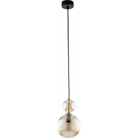 Lampada a sospensione Sophia, paralume nero beige, attacco E14, sfera da 15 cm (1/5)
