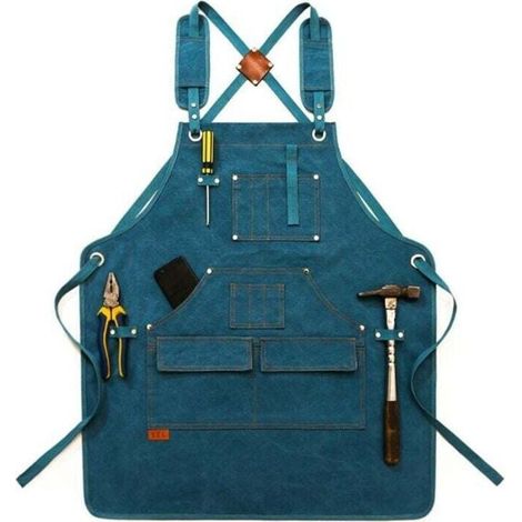 Tablier de jardinage bleu enfant longueur 47cm (1/4)