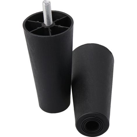 Quatre pieds de meubles noirs ronds et fuselés de 120 x 60 x 38 mm, adaptés aux canapés, lits et tables. (1/5)