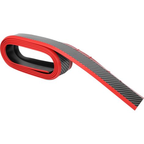 Kit Protection Bandeau Pare-Choc Avant En Caoutchouc Anti-Collision Bande Latérale Bas De Caisse 2,5 mètres (Carbone Rouge Liseré) (1/5)