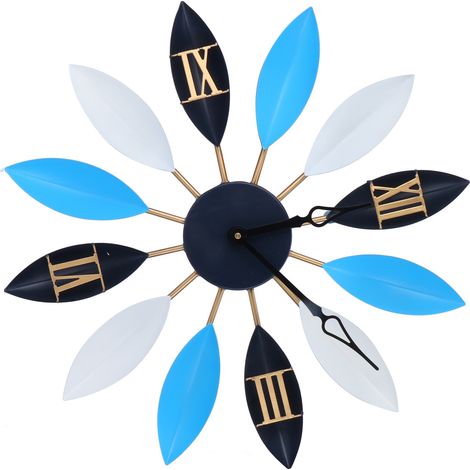 Horloge murale en forme de feuille, design adhésif sans colle pour salon, café, bar, décoration intérieure 7725-5802 (1/5)
