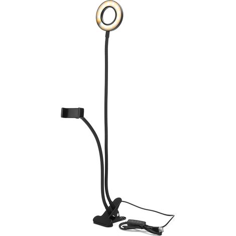 Lampe Led Pliante - Lumière Réglable 3 Niveaux - Pour Tatouage Et Manucure - Clip De Bureau Noir (1/5)