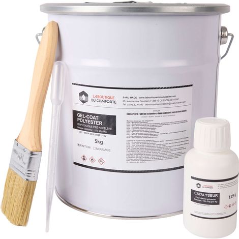 La Boutique du Composite Gel Coat 5kg pour Bateau Fibre de Verre + catalyseur (Noir)