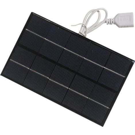 2 W 5 V Solarpanel, mit USB-Anschluss, 380 mA max. Solarmodule, hohe Effizienz, tragbares Solarladegerät, für Telefon/Kamera/Tablet/Lüfter, zum Wandern/Camping/im Freien (1/5)