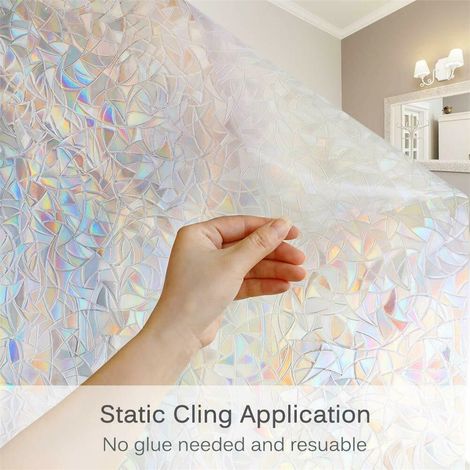 3D-statische Dekorfolie für Fensterglas, statisch haftende Fensterfolie, UV-Schutz, Regenbogenfolie, Heimdekoration (1/5)