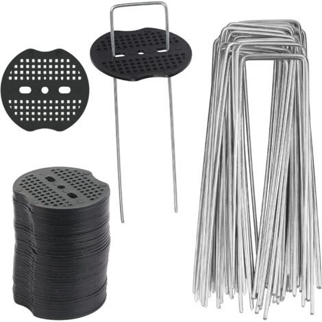 40 Pcs Piquets de Jardin, Sardine Bache avec 40 Rondelles, Piquets de Fixation pour Bàche Toile Paillage, Tissu de Mauvaises Herbes, Feuilles de Sol Tente 15x4cm (1/5)