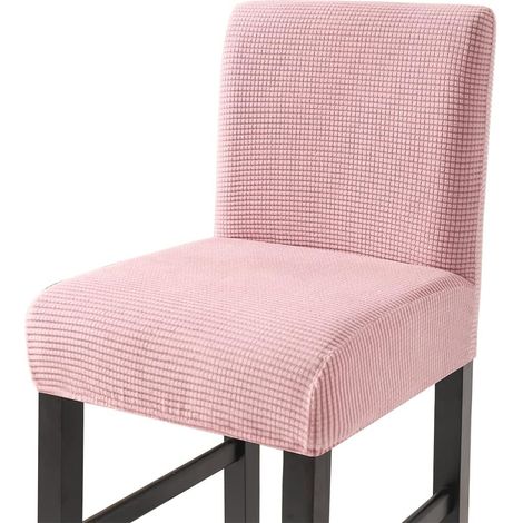 Housses de Chaise de Tabouret Couvre Chaise de Bar Extensibles Housses Chaise à Dossier Bas 4pcs Rose (1/5)