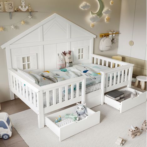 letto contenitore 90x200 finestre e cassetti bianco OKMYHOME (1/5)