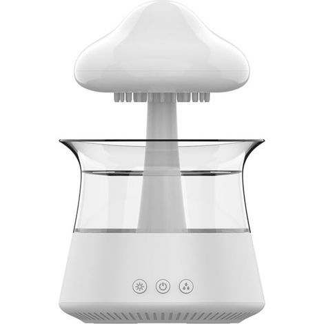 Lntyq Humidificateur en Forme de Nuage de Pluie, diffuseur d'huiles essentielles, Jolie veilleuse en Forme de Champignon avec 7 Couleurs changeantes, Fontaine de Bureau, Goutte d'eau sonore pour (Blan