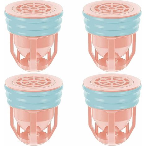 Lot de 4 siphons de sol PVC avec grille anti-cheveux et filtre, rose, pour salle de bain et jardin – DELKEVIC