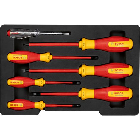 Bosch PRO Combo Kit VDE Screwdriver Set SL/PH 7pc 1600A02NF7 (1/3)
