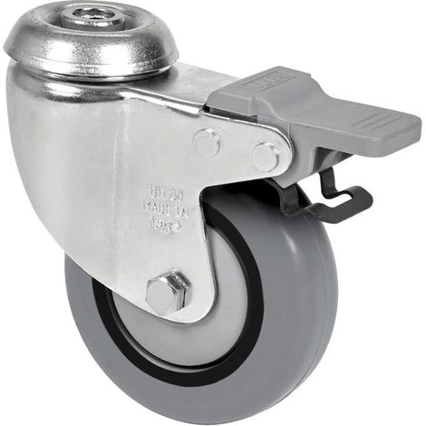 rueda giratora agujero m10 freno 20bhfd80cp-pgisb poliamix-goma gris bolas (1/3)