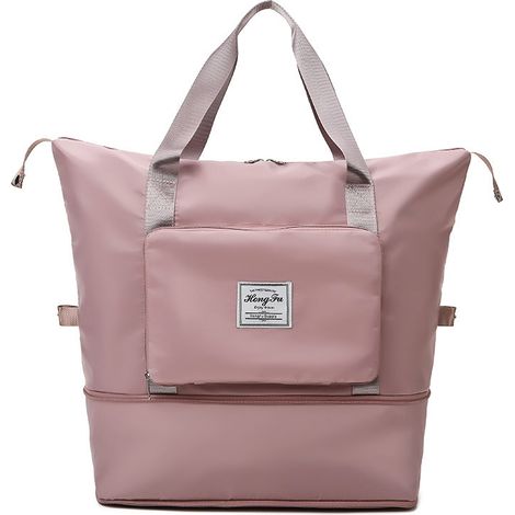 Sac à main pliable, sac de voyage, sac de yoga et de sport, bandoulière spacieuse, rose — (1/5)