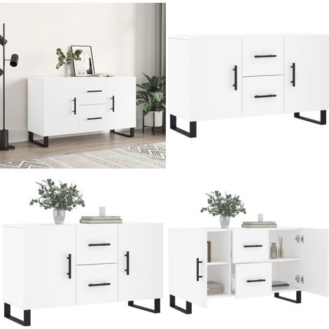 Buffet blanc 100x36x60 cm bois d'ingénierie - Buffet Blanc - Meuble De Rangement - Armoire - Commode - Design Moderne - Home & Living (1/5)