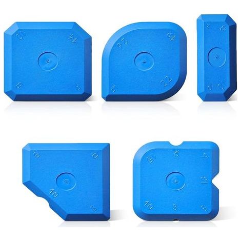 BUNTHAUS Lot de 5 outils de remplissage de joints en silicone bleu pour joints de cuisine et de salle de bain - Applicateur de mastic silicone multi-angle - Kit d'outils de calfeutrage pour joints et 