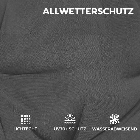 Lot de 4 coussins de chaise imperméables antidérapants avec attaches, intérieur extérieur 111,5 x 53 x 8 cm gris foncé (1/4)