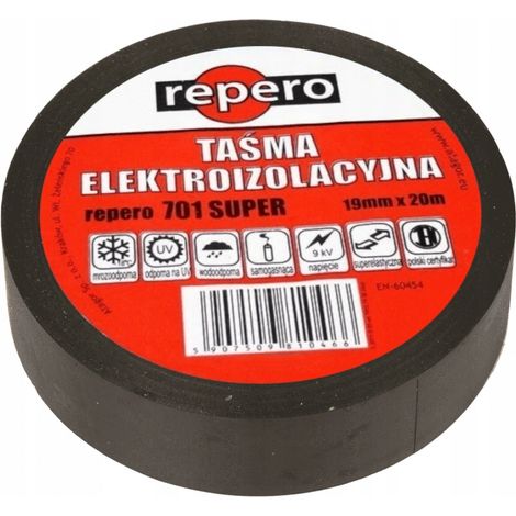 Sanitas Ruban isolant PVC - 19mm x 20m - Noir - Élastique - Résistant l'humidité - Professionnel (1/4)